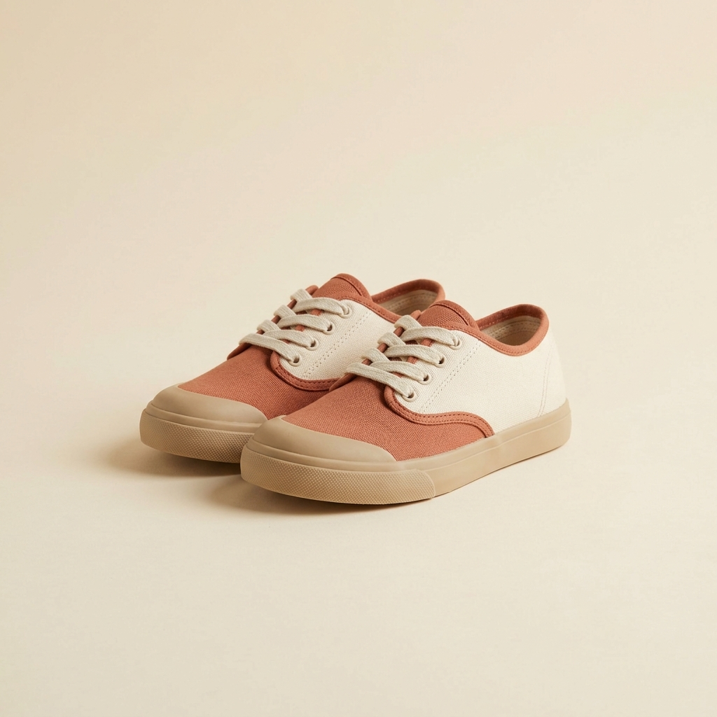Littlestride older kids' lace-up sneakers in clay and cream