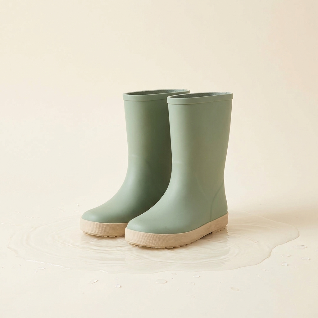Littlestride waterproof rain boots in soft sage