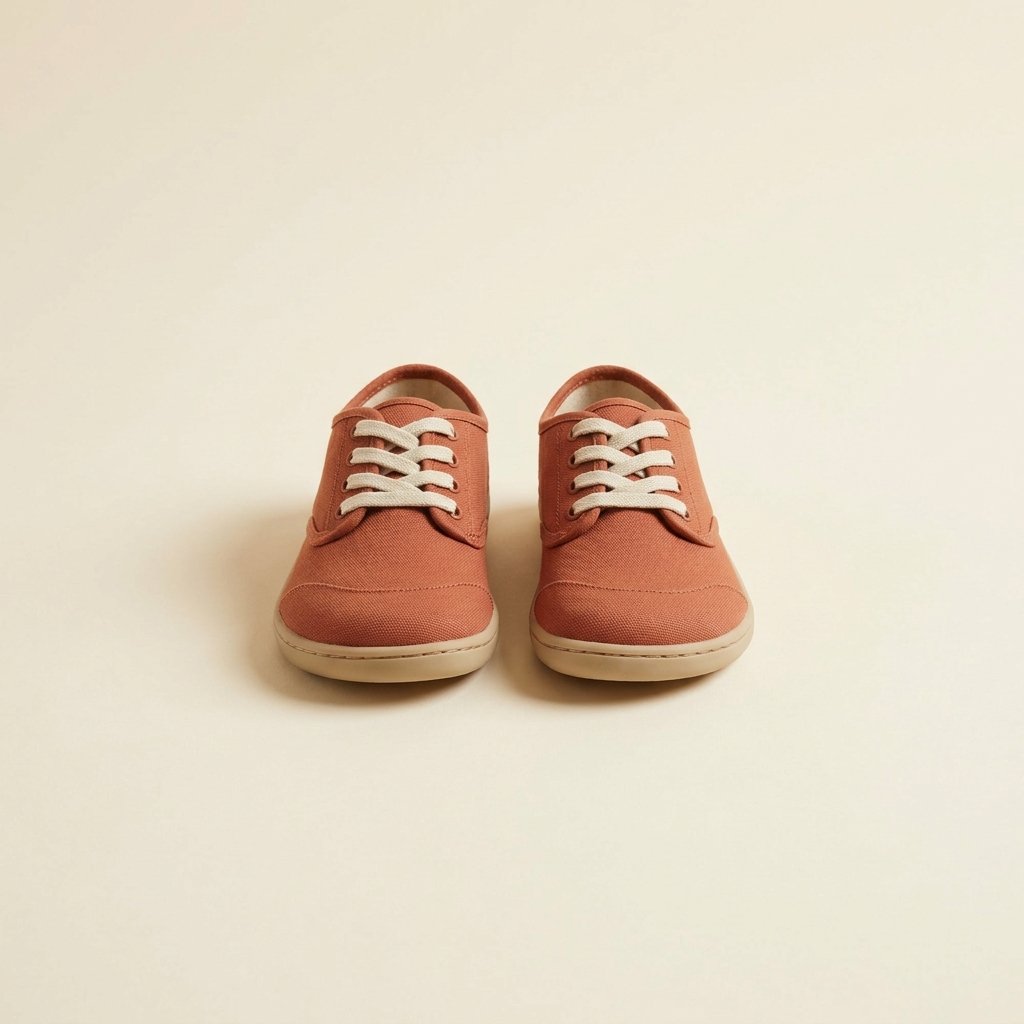 Littlestride kids' barefoot sneakers in terracotta canvas